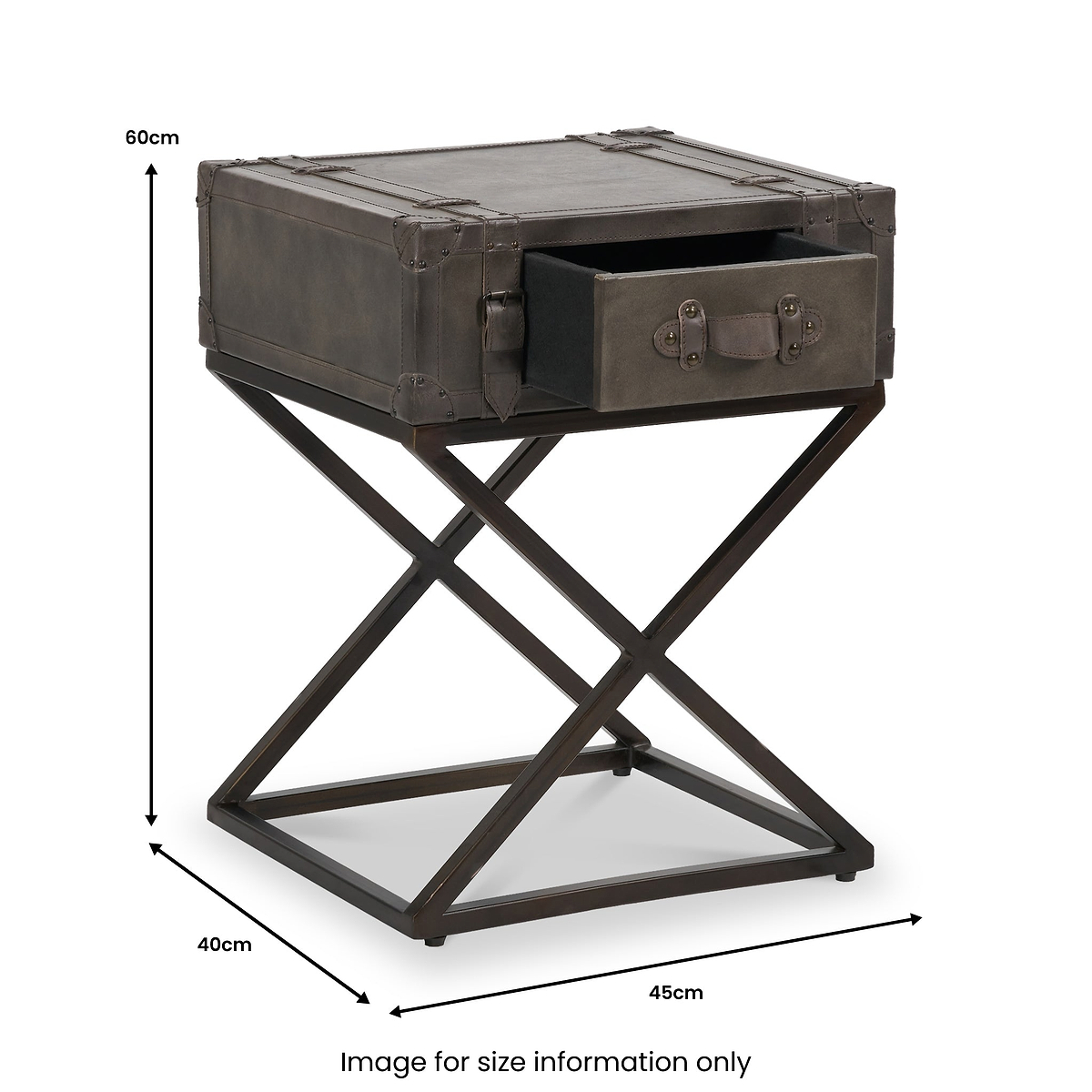 Adriano Leather Side Table Peppercorn from Roseland Furniture