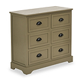 Croft Olive Pine Wood 6 Drawer Unit from Roseland Furniture