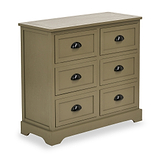 Croft Olive Pine Wood 6 Drawer Unit from Roseland Furniture