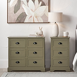 Croft Olive Pine Wood 6 Drawer Unit from Roseland Furniture
