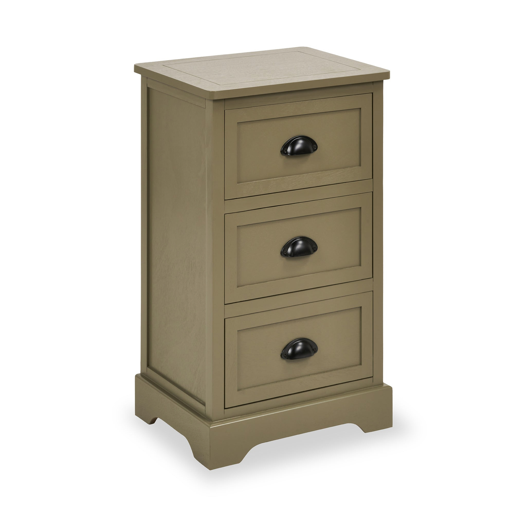 Croft Pine 3 Drawer Bedside Table Olive from Roseland Furniture
