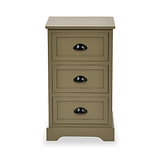 Croft Pine 3 Drawer Bedside Table Olive from Roseland Furniture