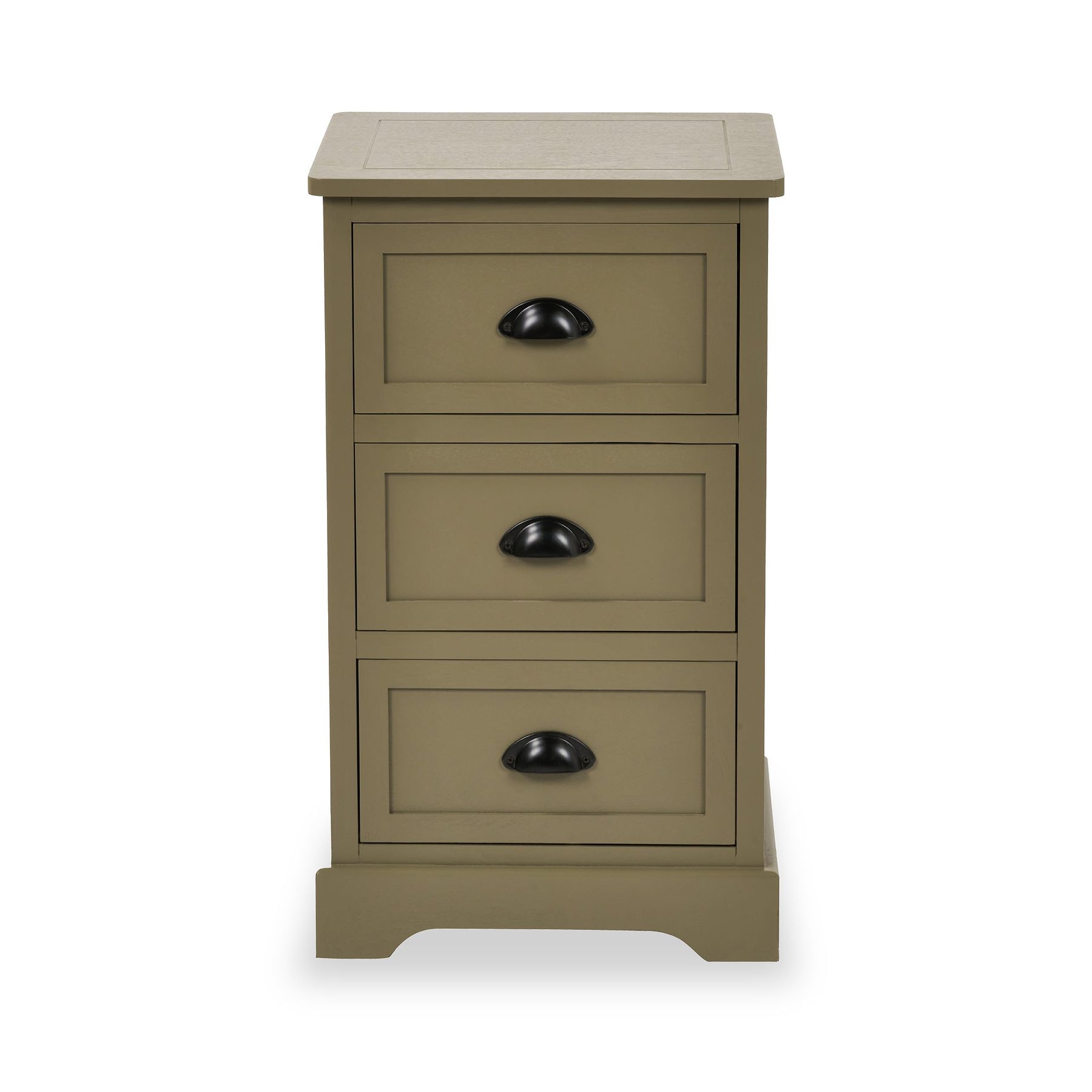 Croft Pine 3 Drawer Bedside Table Olive from Roseland Furniture