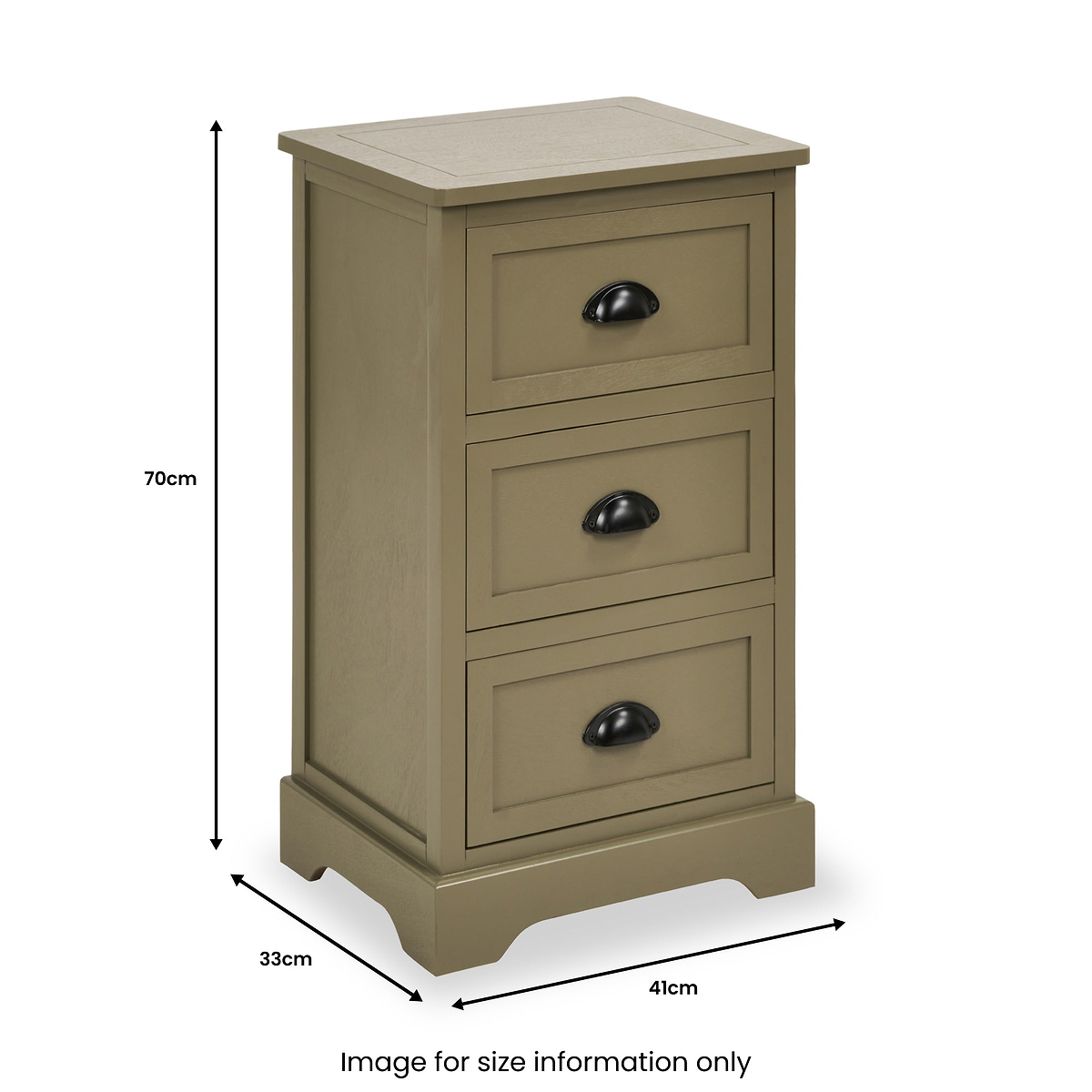 Croft Pine 3 Drawer Bedside Table Olive from Roseland Furniture