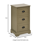 Croft Pine 3 Drawer Bedside Table Olive from Roseland Furniture