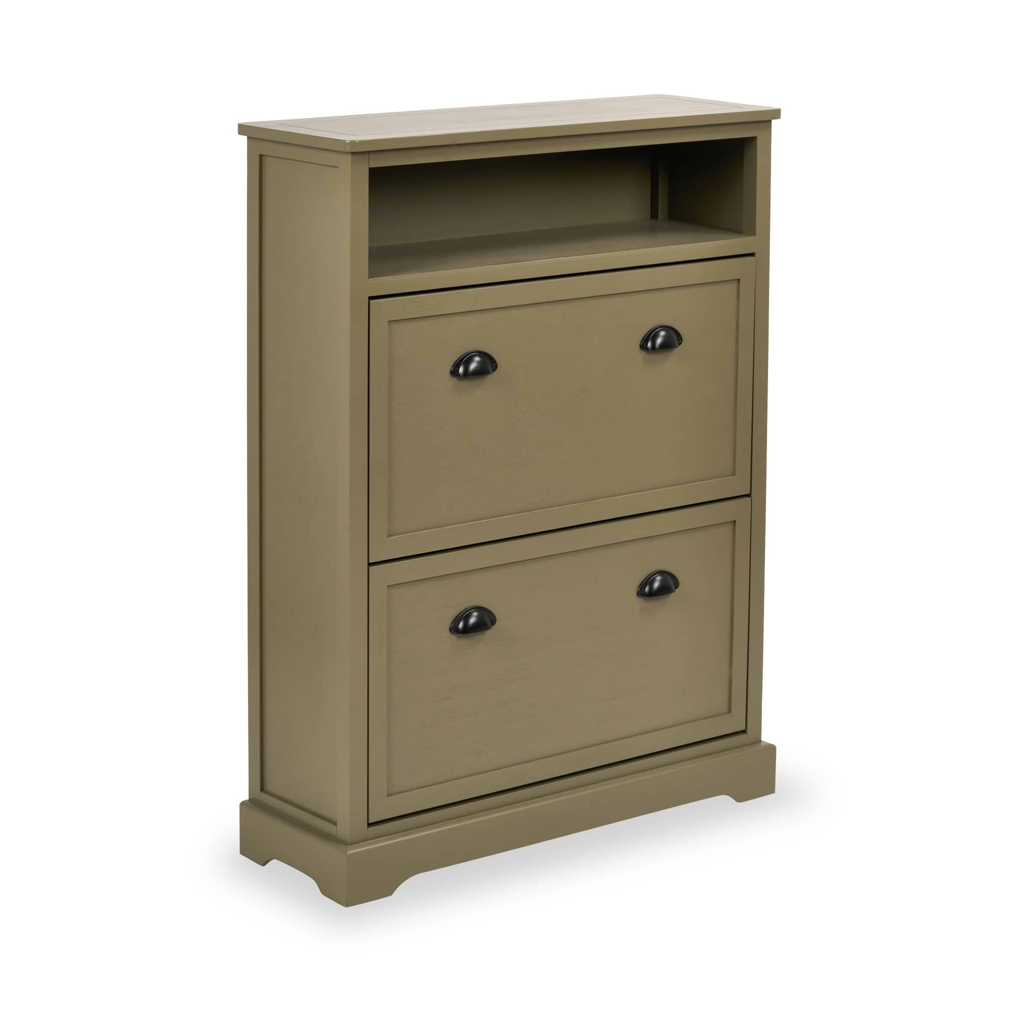 Croft Pine Shoe Storage Unit Olive from Roseland Furniture