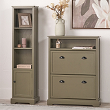 Croft Pine Shoe Storage Unit Olive from Roseland Furniture