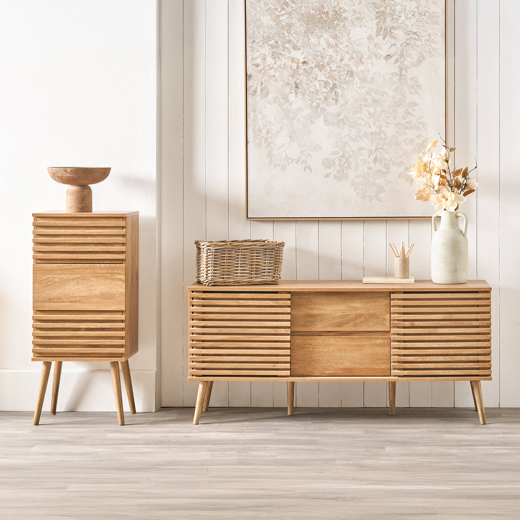 Larvik Slatted Eucalyptus 3 Drawer Chest from Roseland Furniture