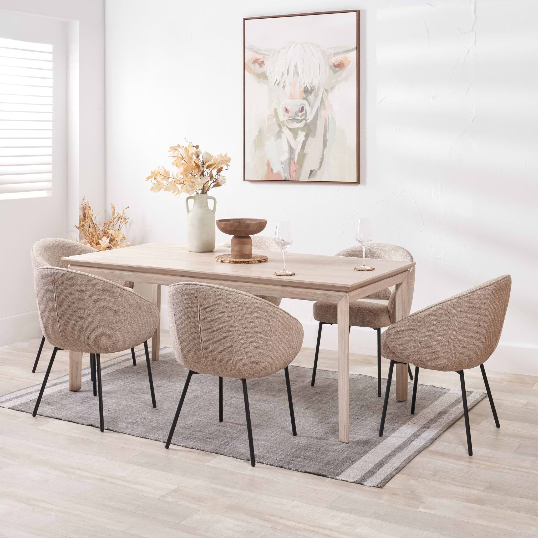 Gio White Sand Acacia 180cm Dining Table from Roseland Furniture