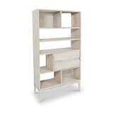 Gio White Sand 2 Drawer 7 Shelf Bookcase Unit from Roseland Furniture