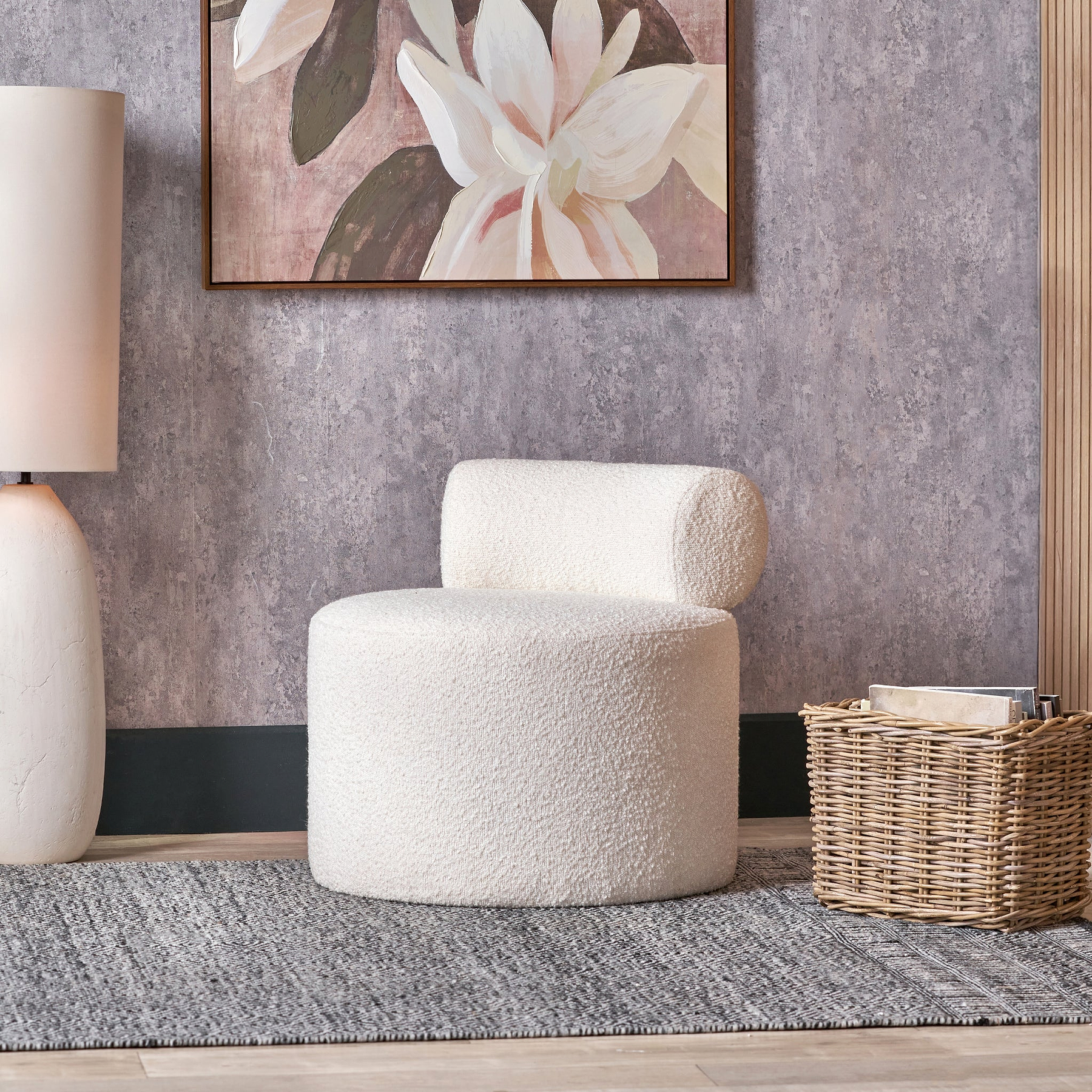 Assisi Accent Chair White Boucle from Roseland Furniture