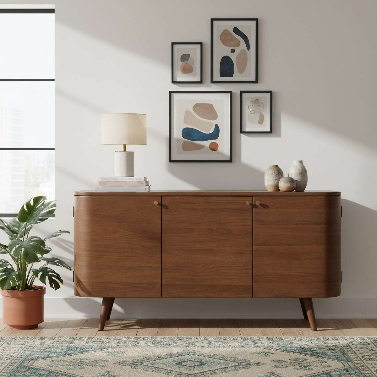 Elias Dark Ash 3 Door Sideboard from Roseland Furniture