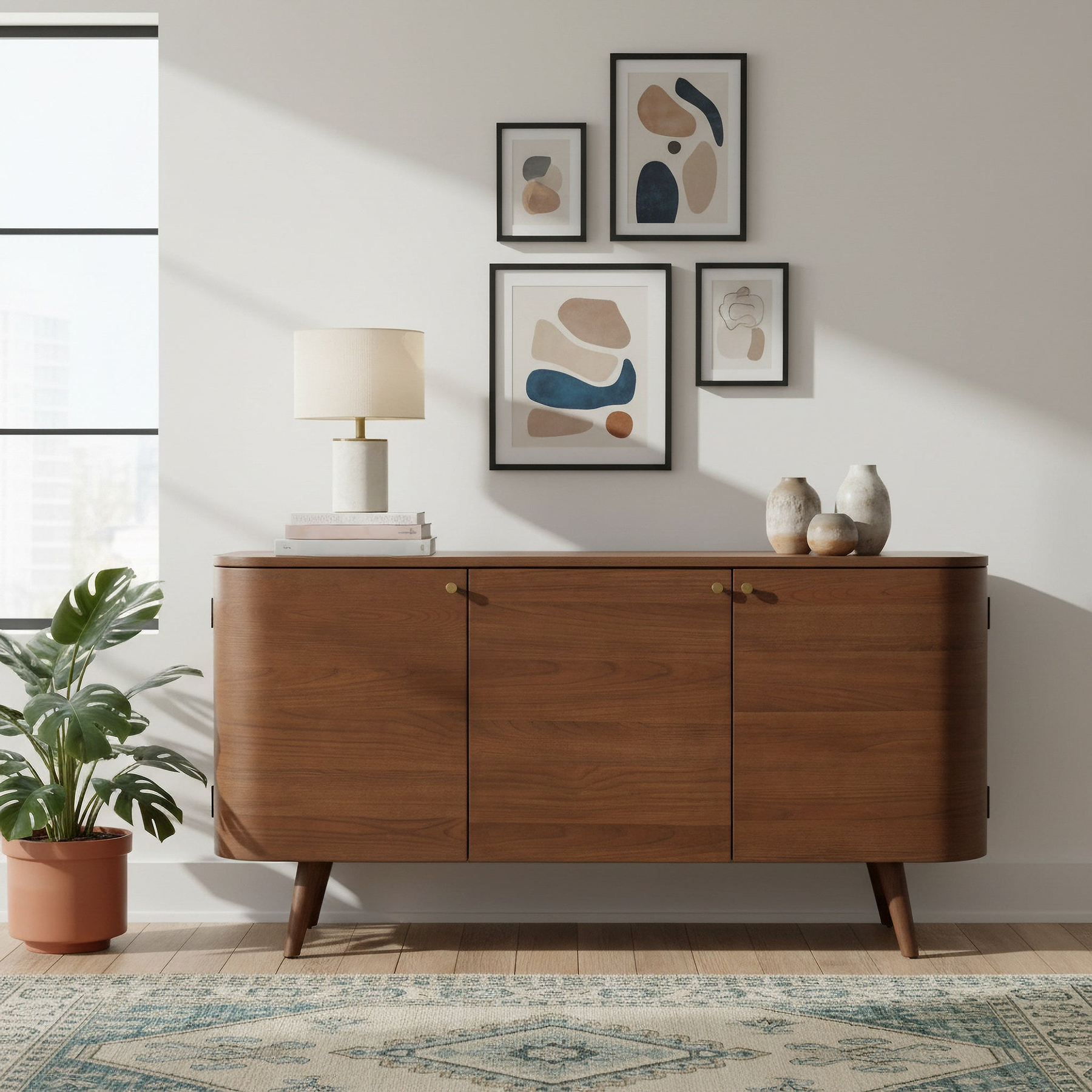Elias Dark Ash 3 Door Sideboard from Roseland Furniture