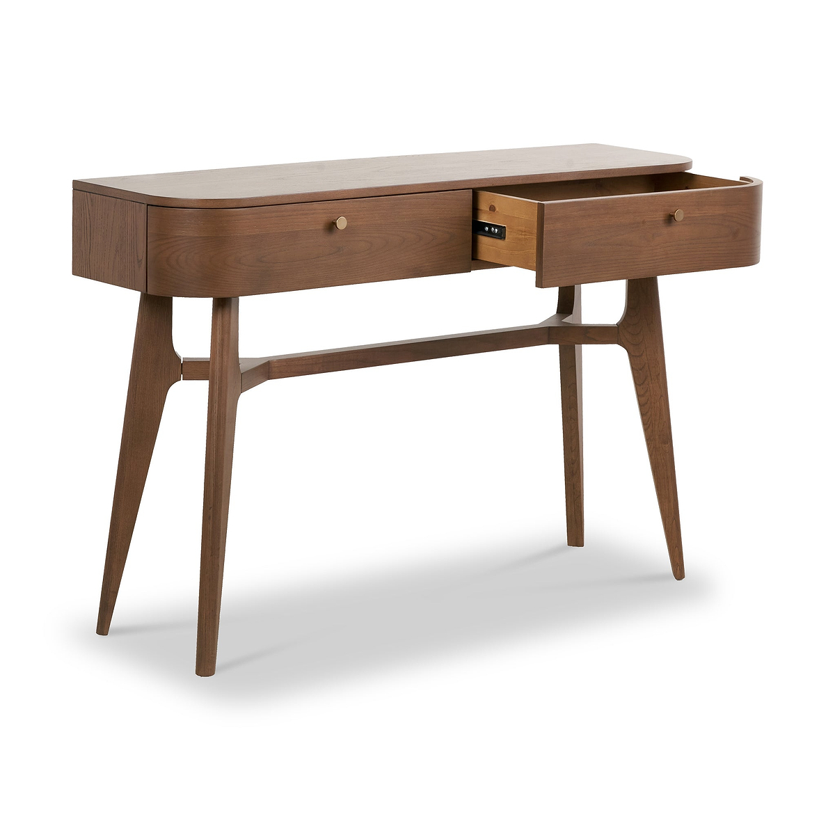 Elias Dark Ash 2 Drawer Console Table Angle2 from Roseland Furniture