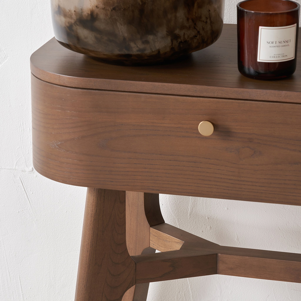 Elias Dark Ash 2 Drawer Console Table Angle2 from Roseland Furniture