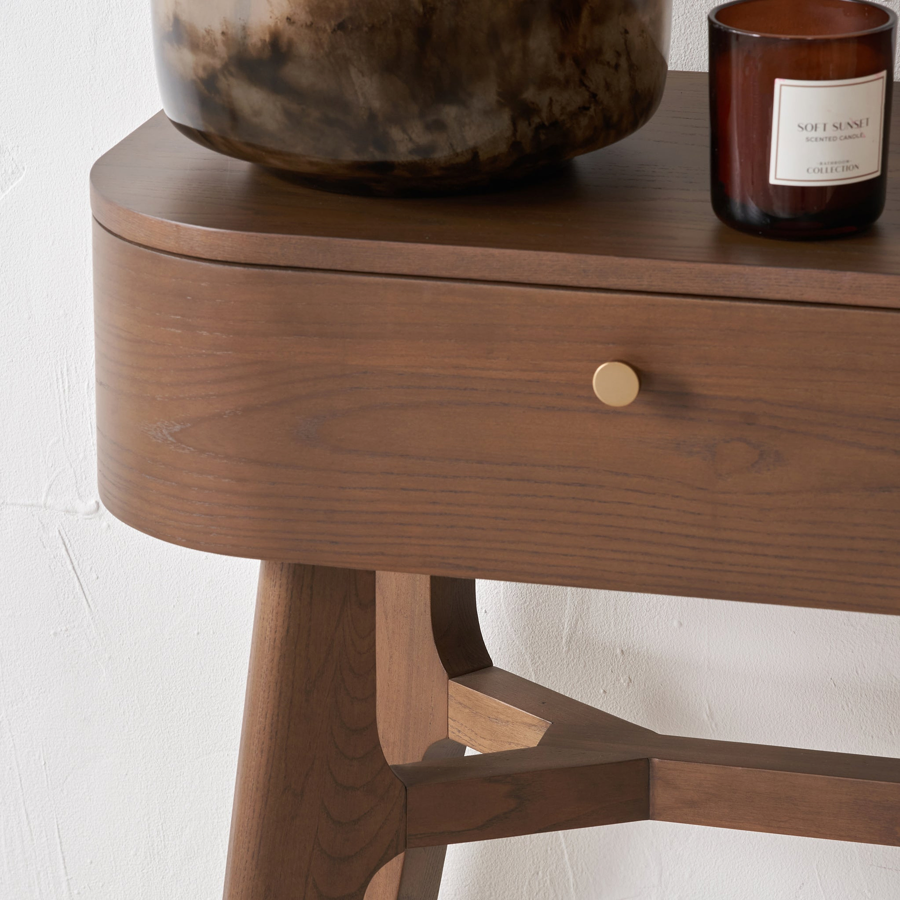 Elias Dark Ash 2 Drawer Console Table Angle2 from Roseland Furniture