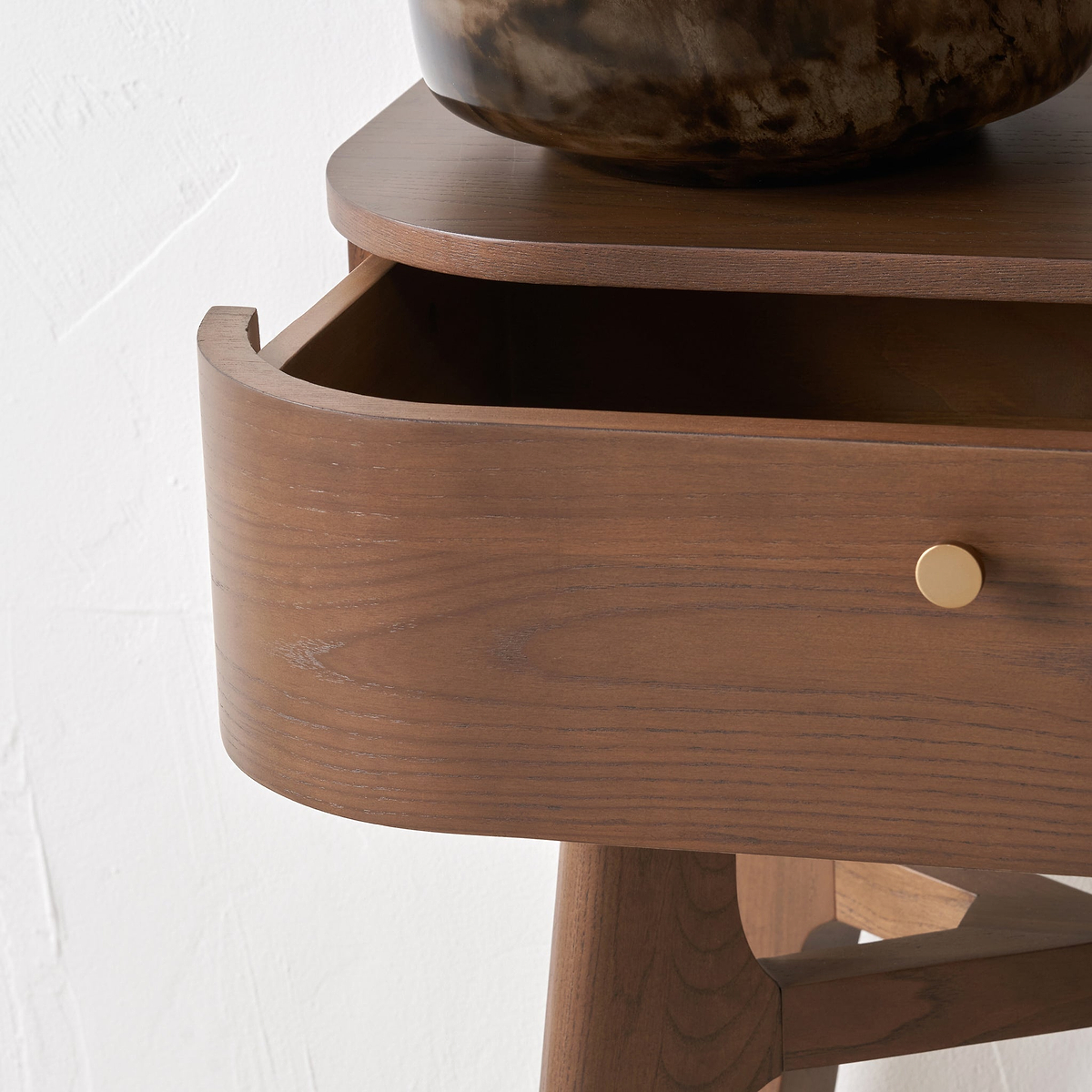 Elias Dark Ash 2 Drawer Console Table Angle2 from Roseland Furniture