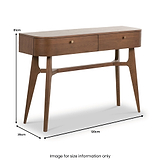 Elias Dark Ash 2 Drawer Console Table Angle2 from Roseland Furniture