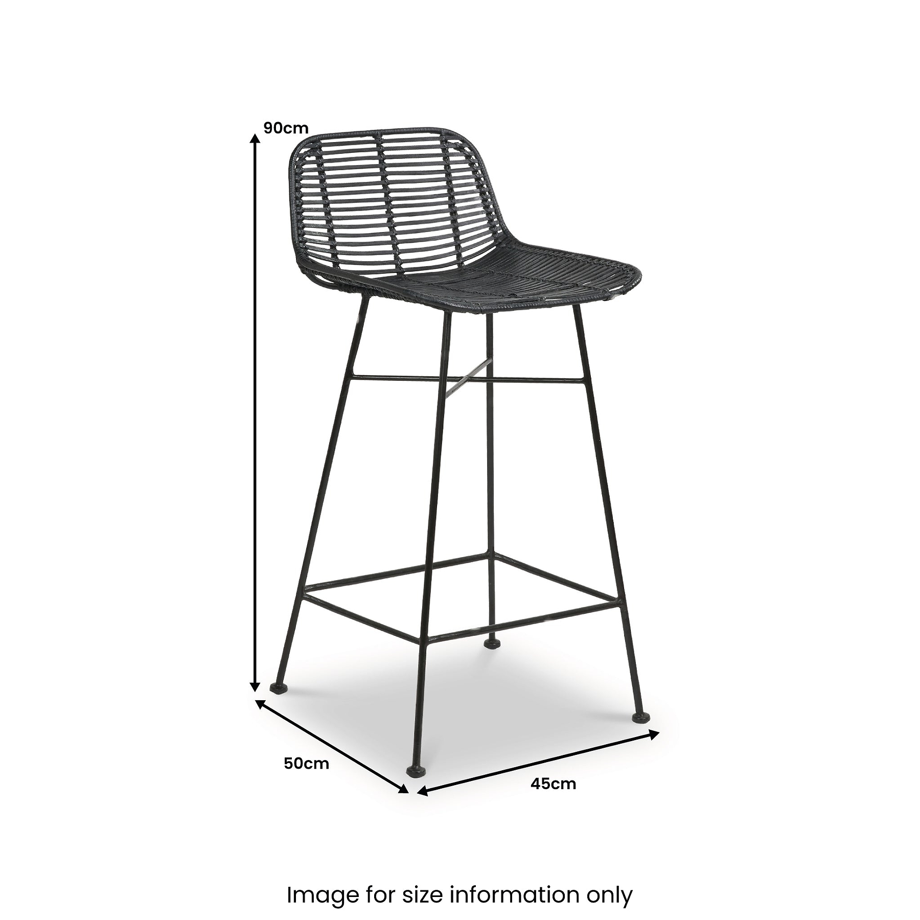 Rattan Core Bar Stool Black from Roseland Furniture