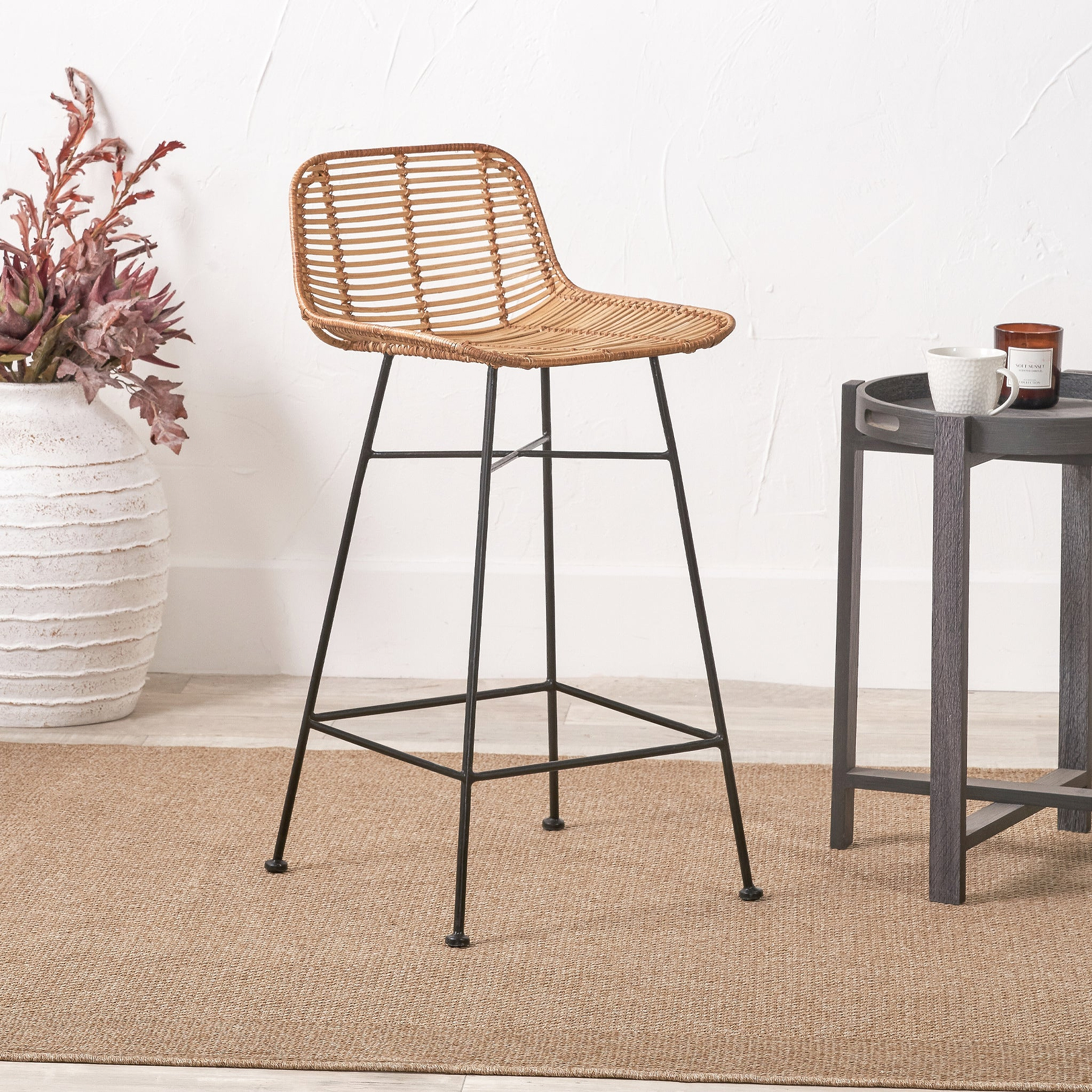 Rattan Core Bar Stool Natural from Roseland Furniture