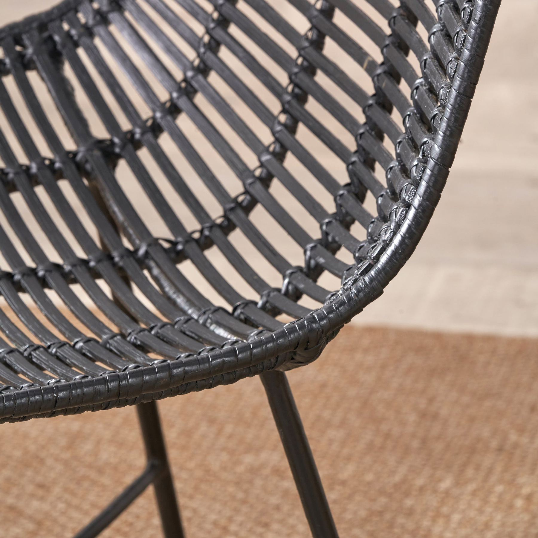 Rattan Core Dining Chair Black from Roseland Furniture