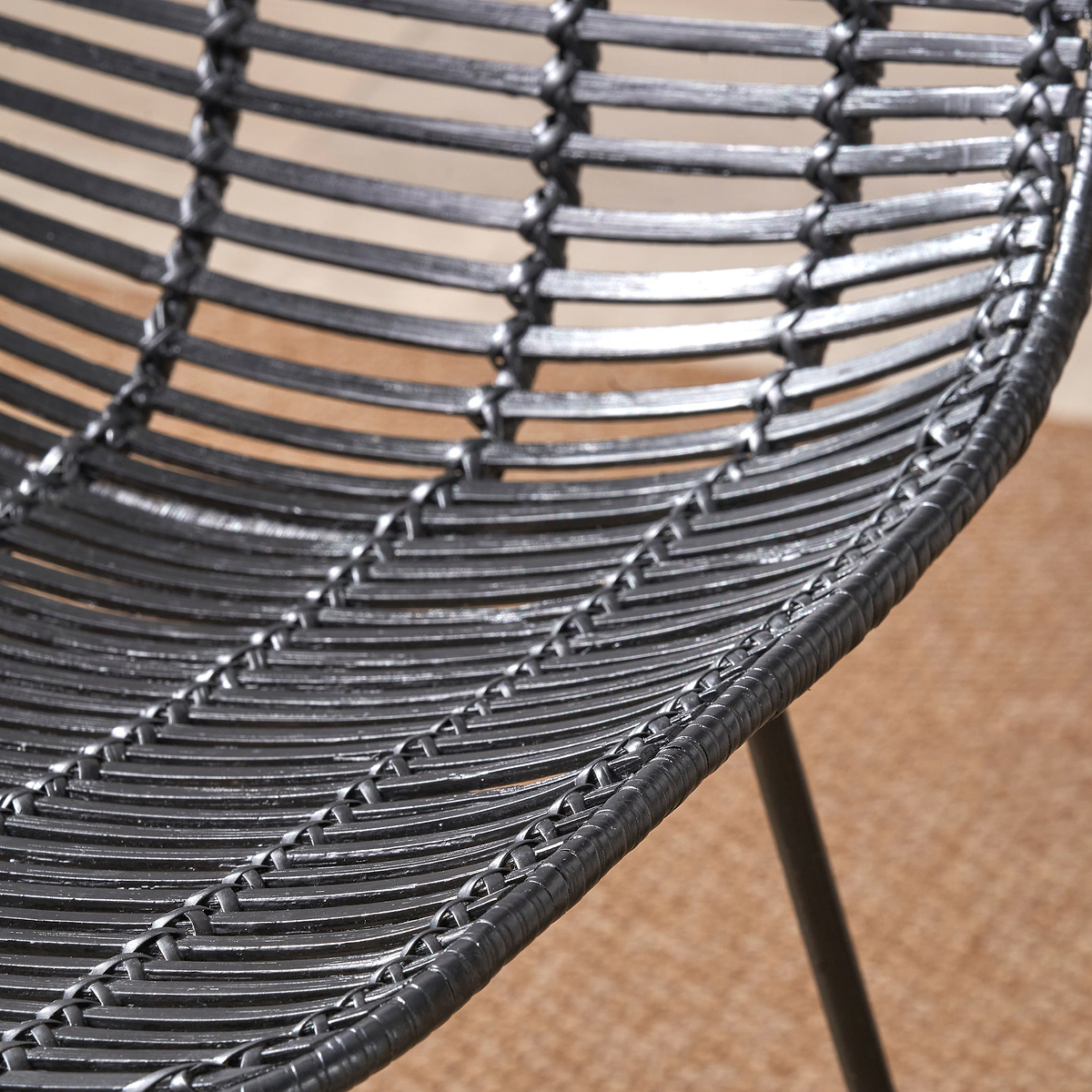 Rattan Core Dining Chair Black from Roseland Furniture