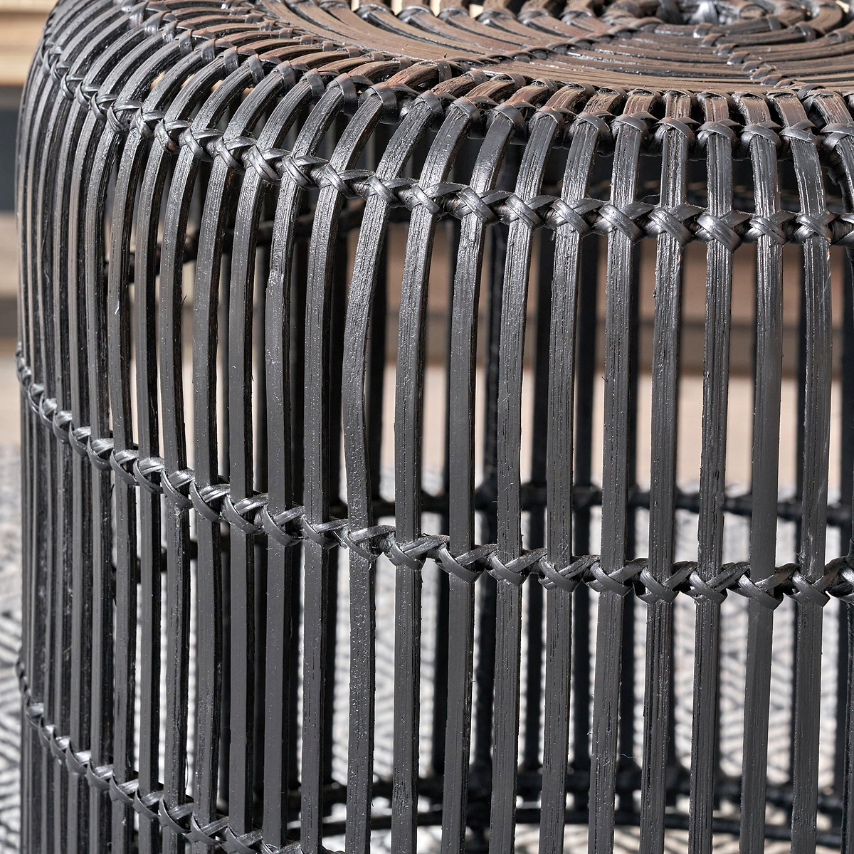 Rattan Core Stool Black from Roseland Furniture