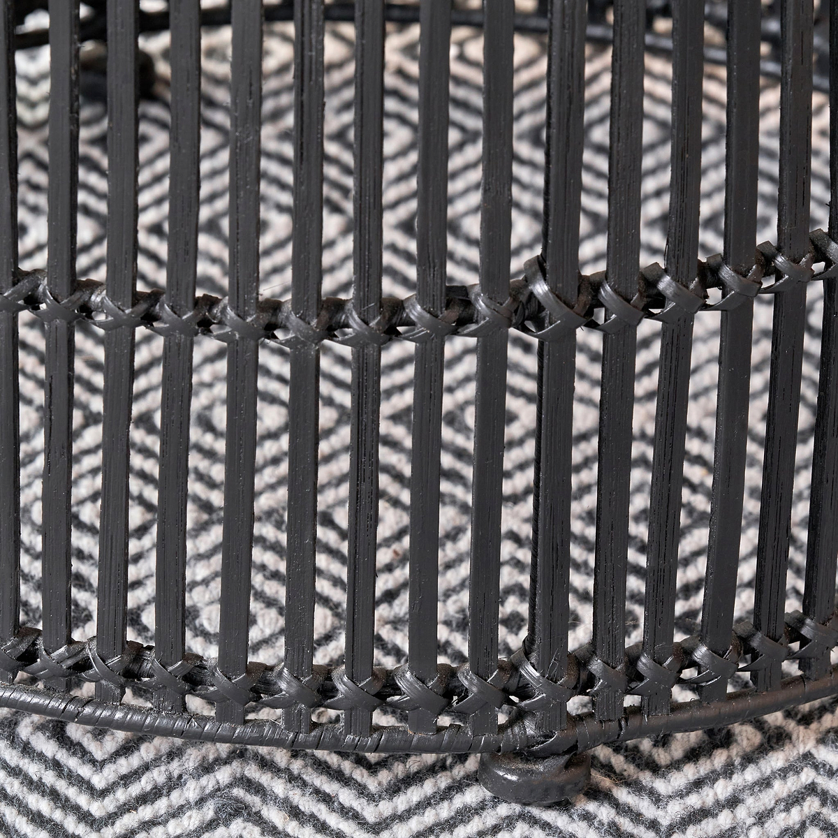 Rattan Core Stool Black from Roseland Furniture