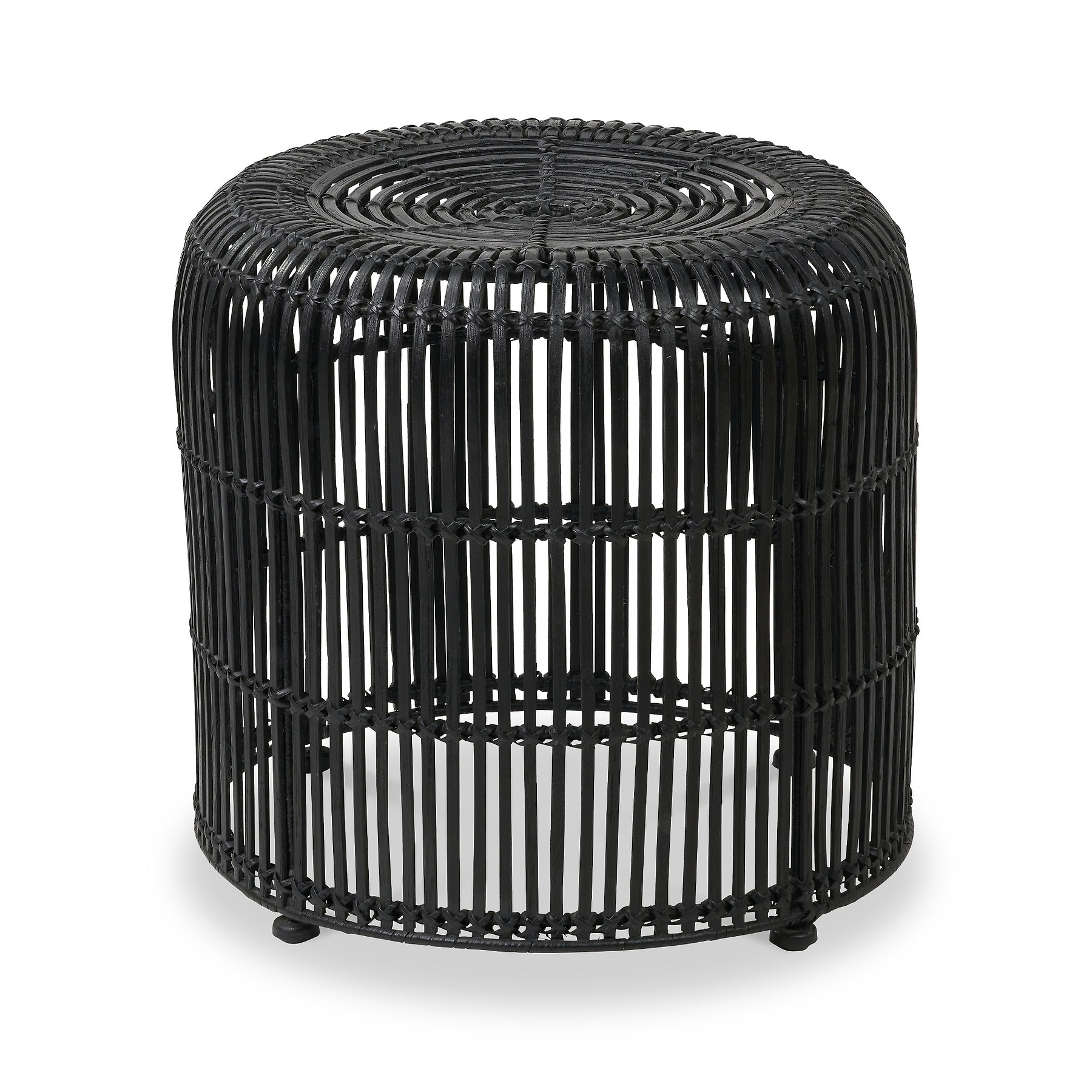 Rattan Core Stool Black from Roseland Furniture