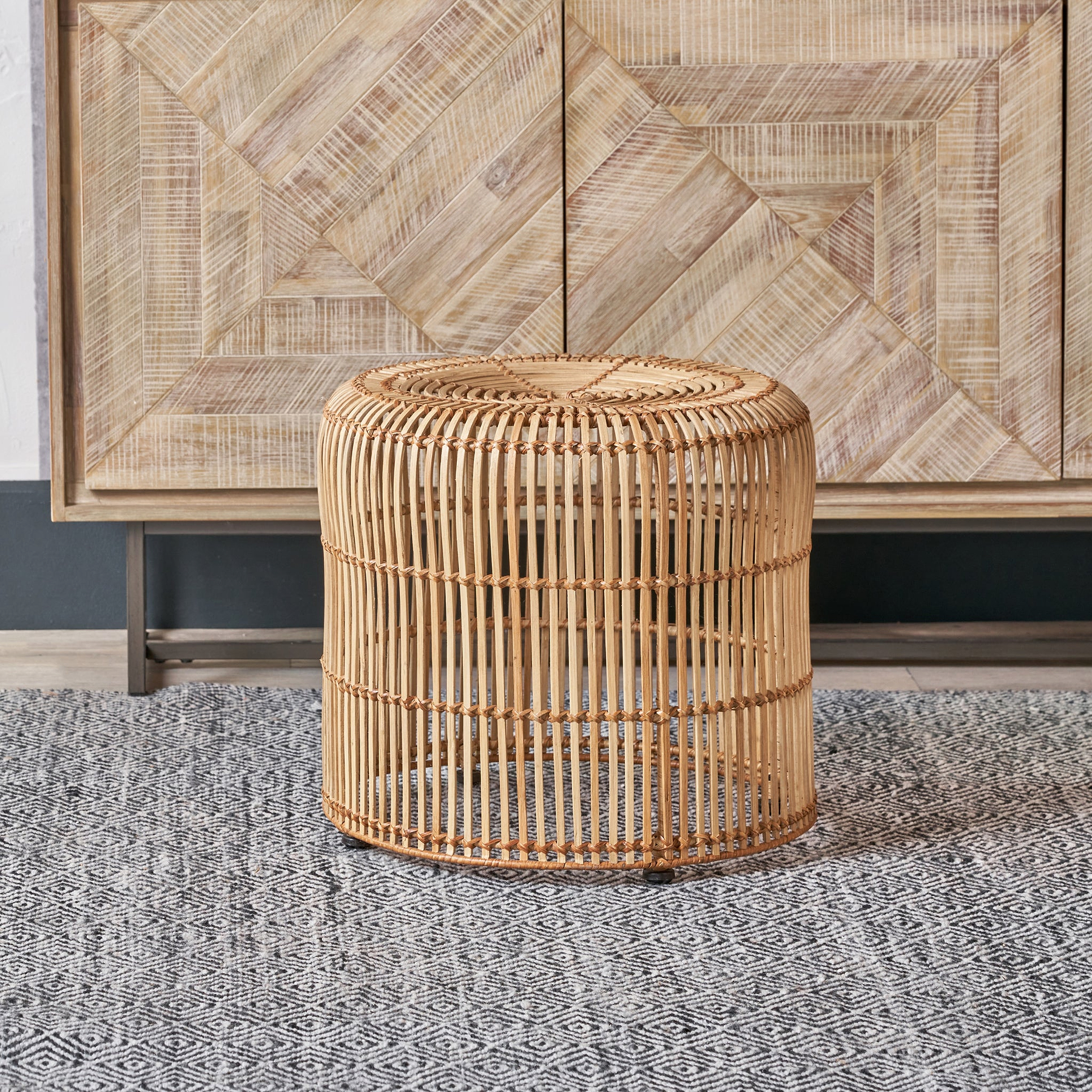 Rattan Core Stool Natural from Roseland Furniture