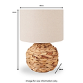 Zadi Natural Plaited Water Hyacinth Table Lamp dmiensions
