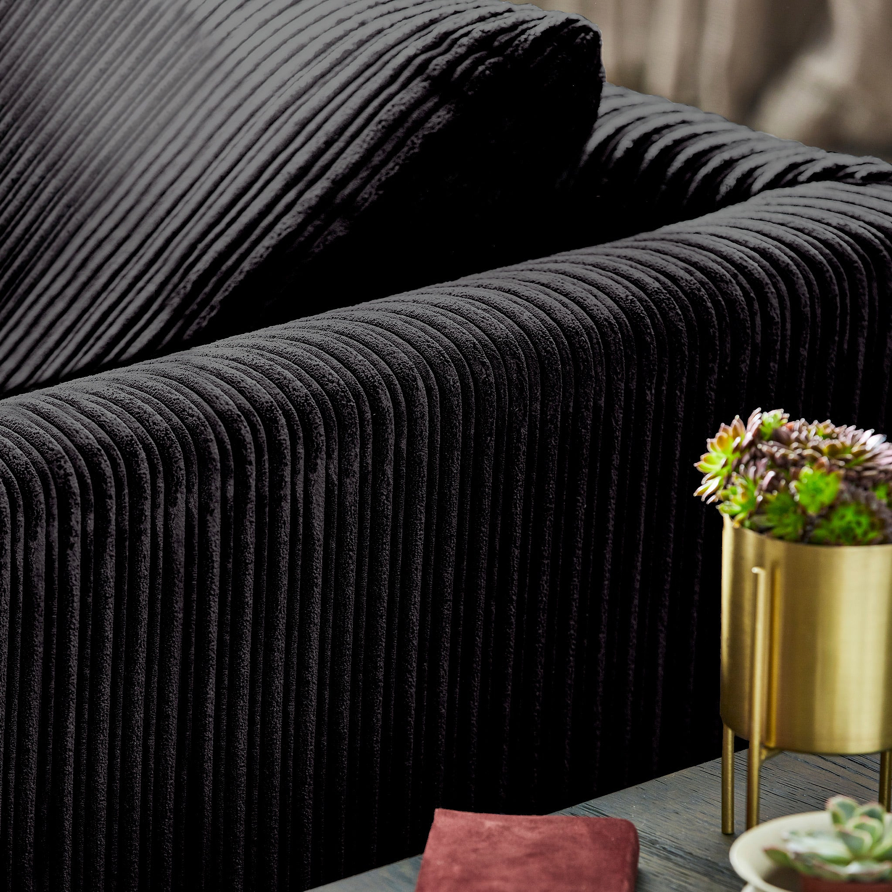 Bletchley Black Jumbo Cord 2 Seater Sofa from Roseland Furniture
