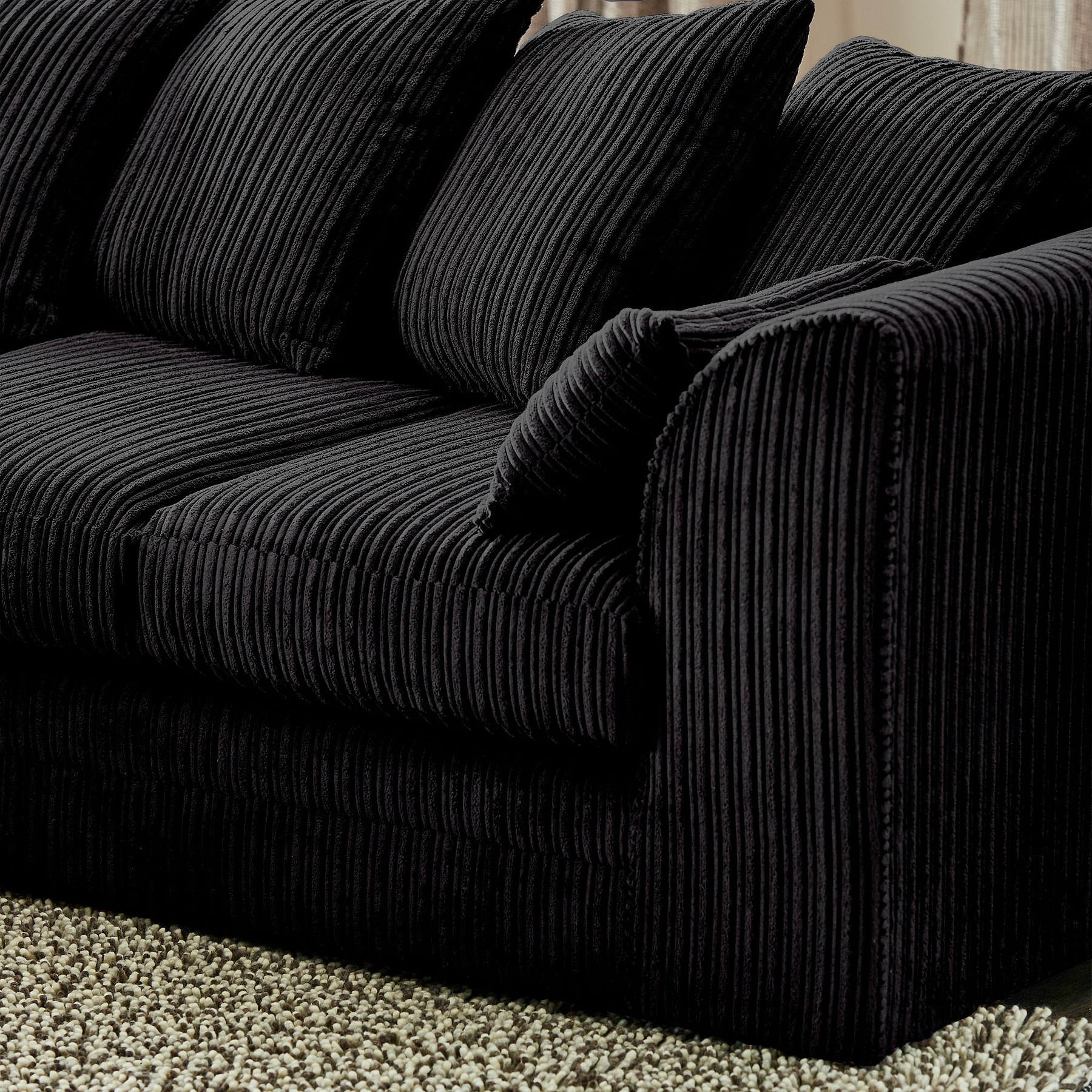 Bletchley Black Jumbo Cord 2 Seater Sofa from Roseland Furniture