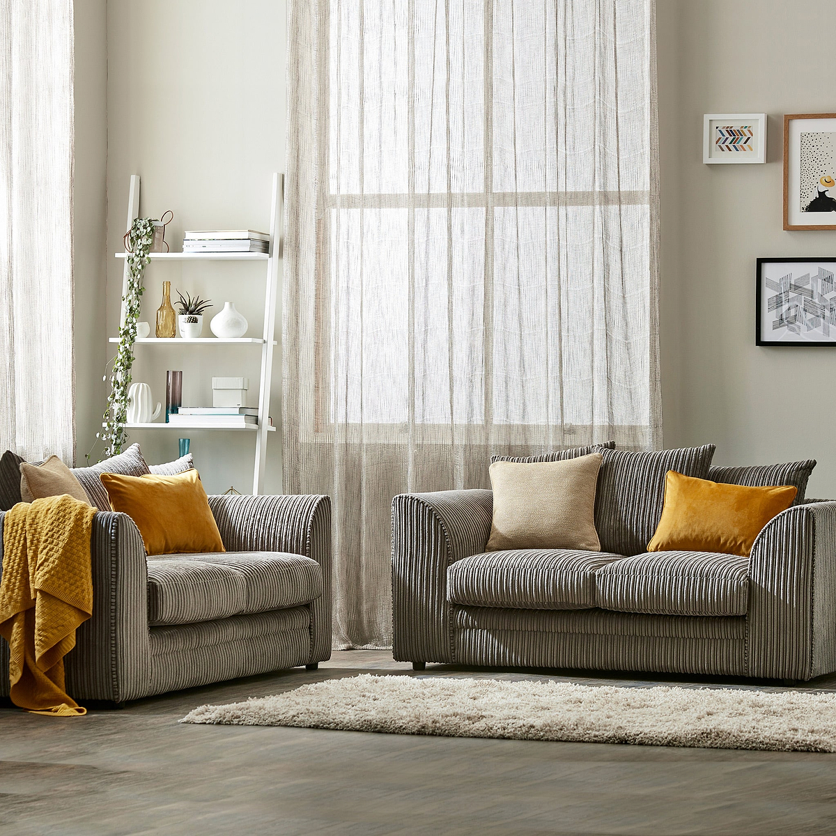 Bletchley Charcoal  Jumbo Cord 2 Seater Sofa from Roseland Furniture