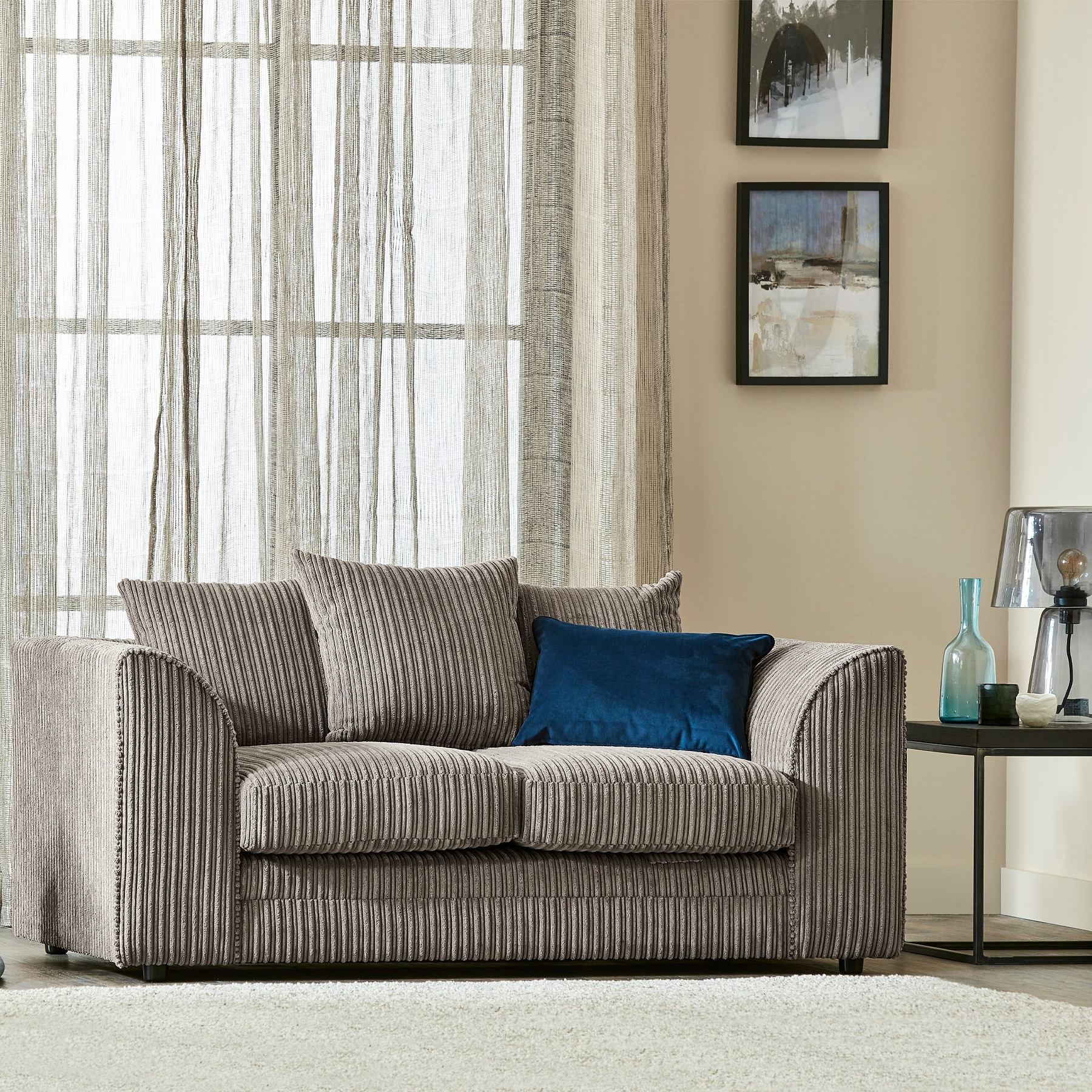 Bletchley Charcoal  Jumbo Cord 2 Seater Sofa from Roseland Furniture