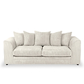 A neutral-toned corduroy sofa with plush cushions rests against a white background, conveying a comfortable and inviting furniture piece.