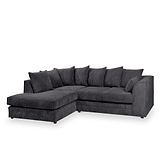 Bletchley Left Hand Black Jumbo Cord Chaise Couch