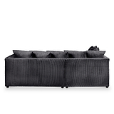 Bletchley Left Hand Black Jumbo Cord Chaise Sofa from Roseland Furniture