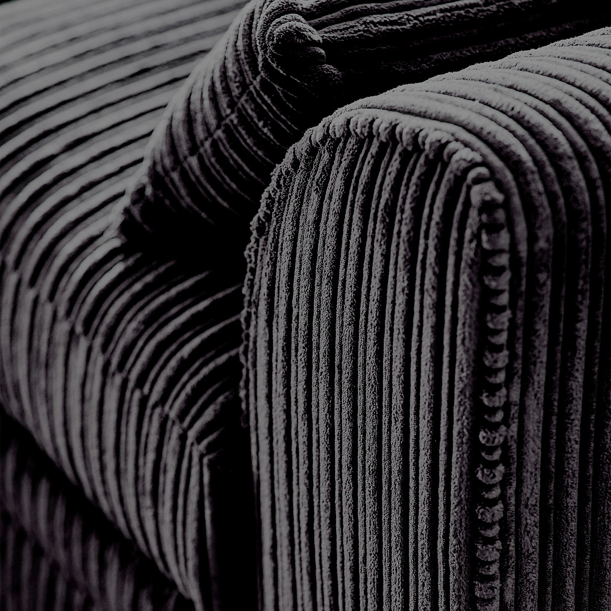 Bletchley Black Jumbo Cord Chaise Sofa from Roseland Furniture