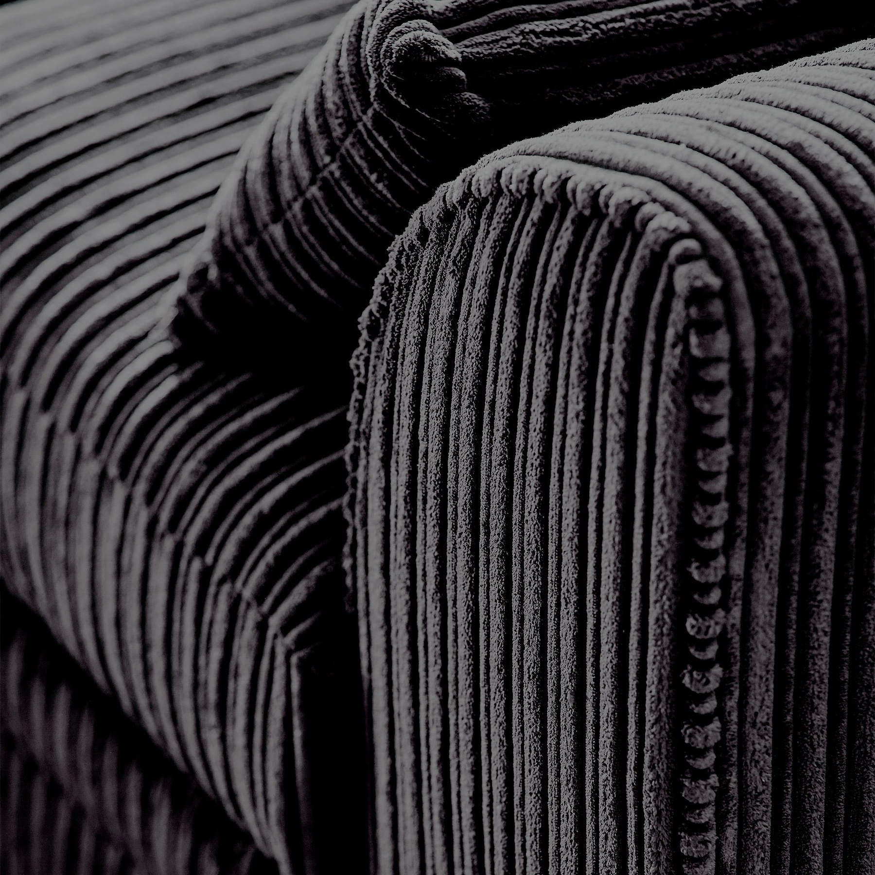 Bletchley Black Jumbo Cord Chaise Sofa from Roseland Furniture