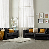 Bletchley Right Hand Black Jumbo Cord Chaise Sofa living room