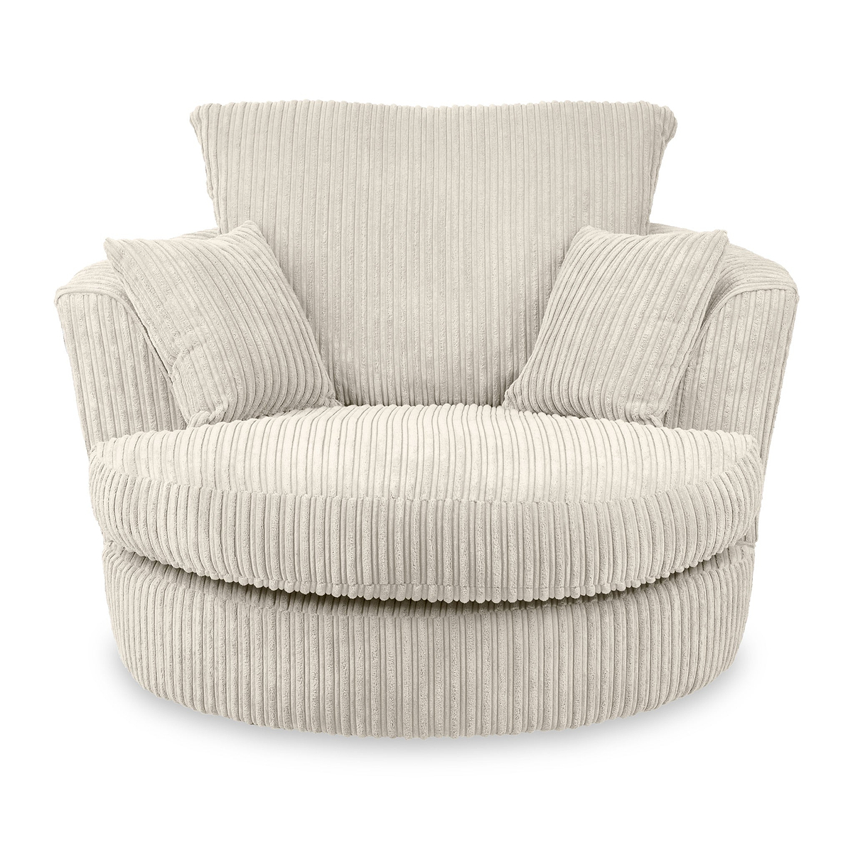 Bletchley Cream Jumbo Cord Living Room Swivel Armchair from Roseland Furniture