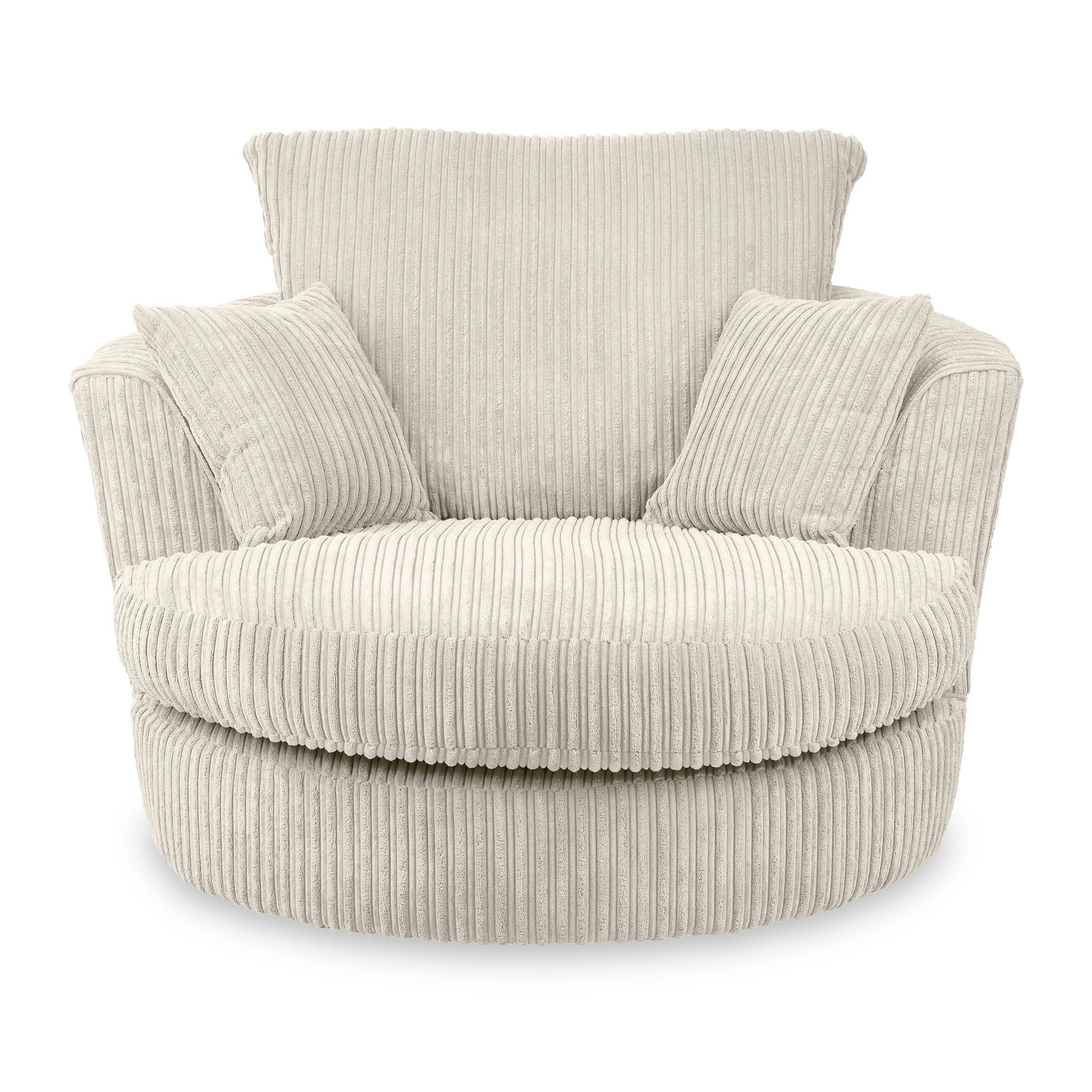Bletchley Cream Jumbo Cord Living Room Swivel Armchair from Roseland Furniture