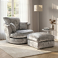 Tamara Silver Crushed Velvet Swivel Chair from Roseland Furniture