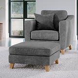 Claridge Soft Chenille Footstool Heather from Roseland Furniture