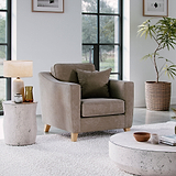 Claridge Soft Chenille Armchair Beige Life1 from Roseland Furniture