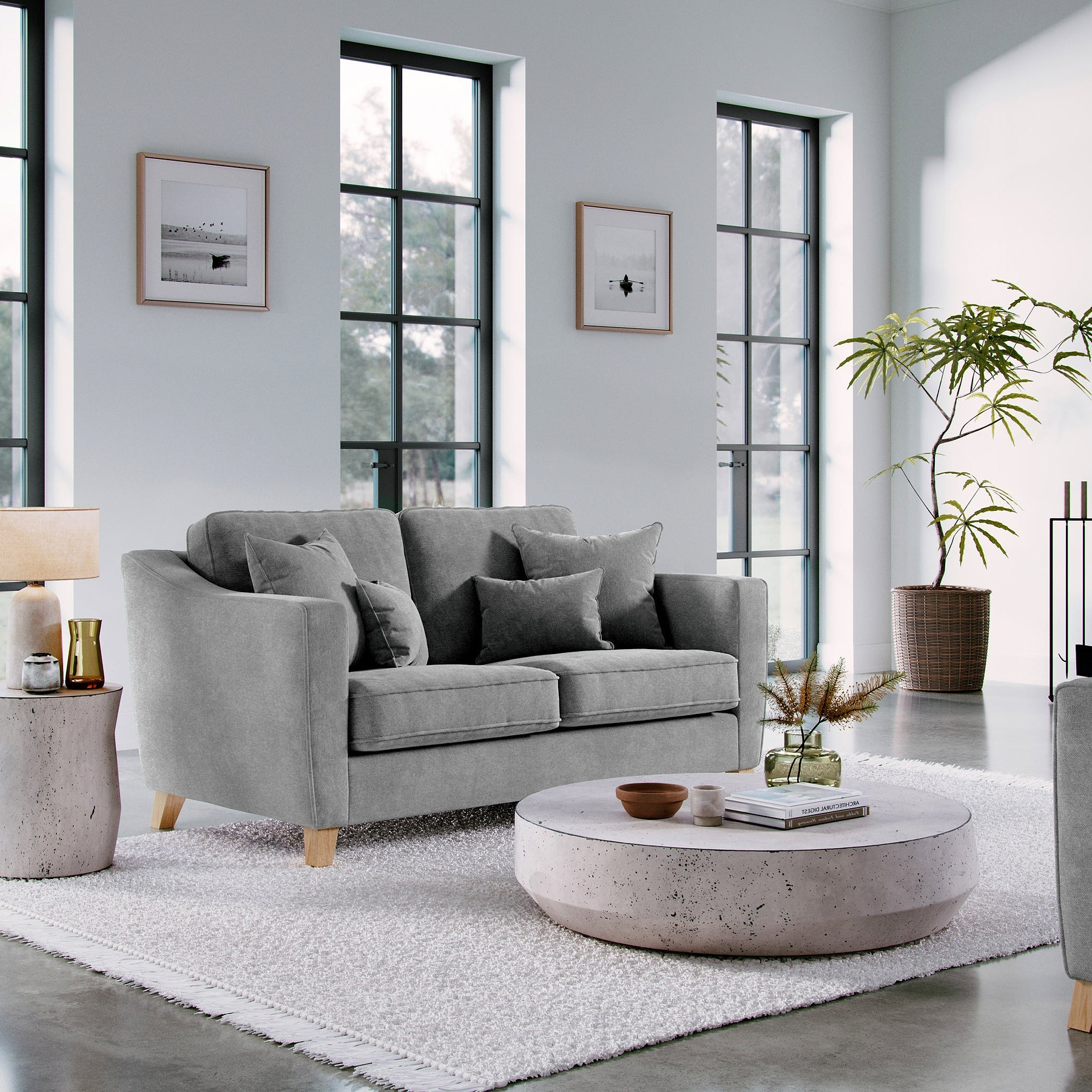 Claridge Soft Chenille 2 Seater Sofa Steel from Roseland Furniture