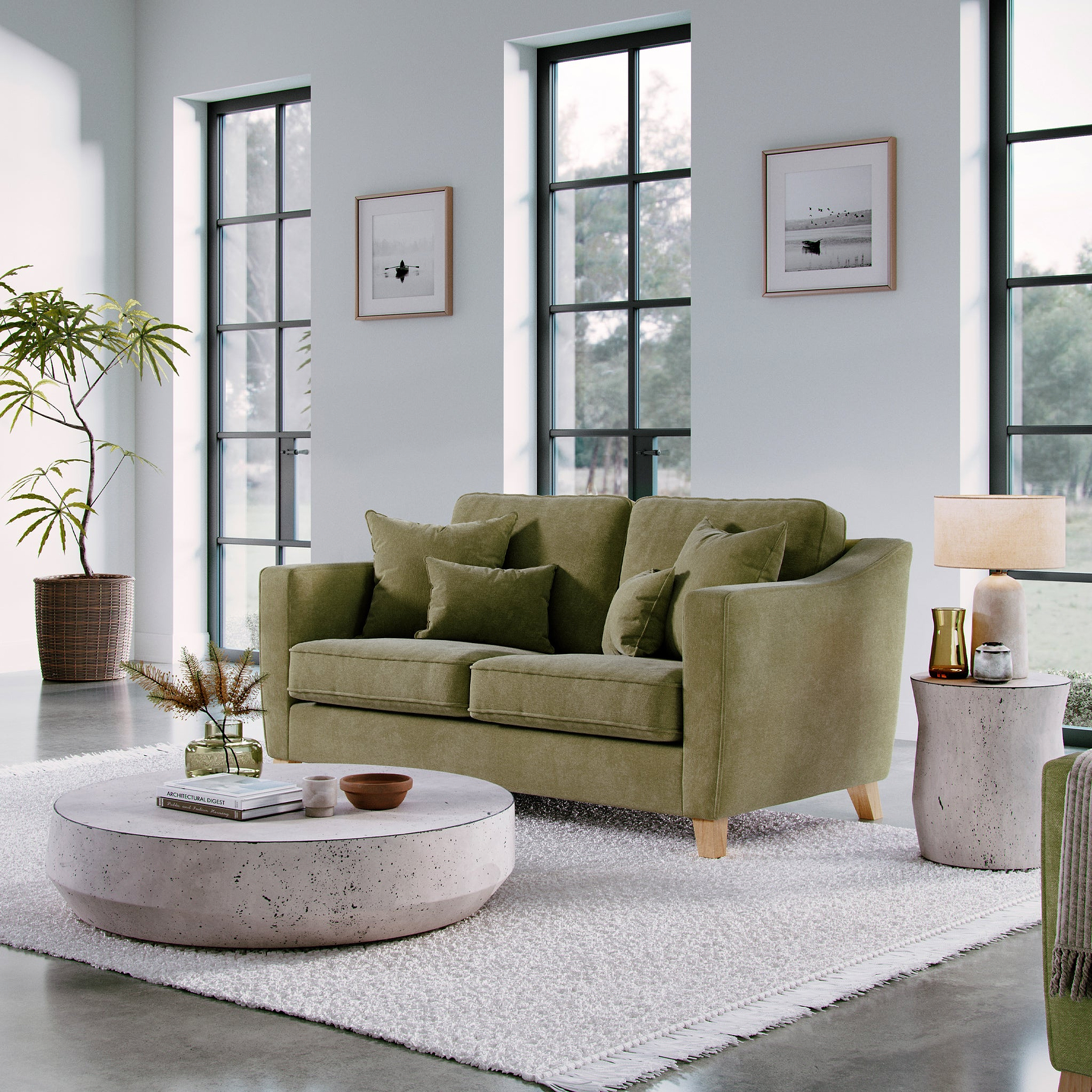 Claridge Moss Green 2 Seater Sofa from Roseland Furniture