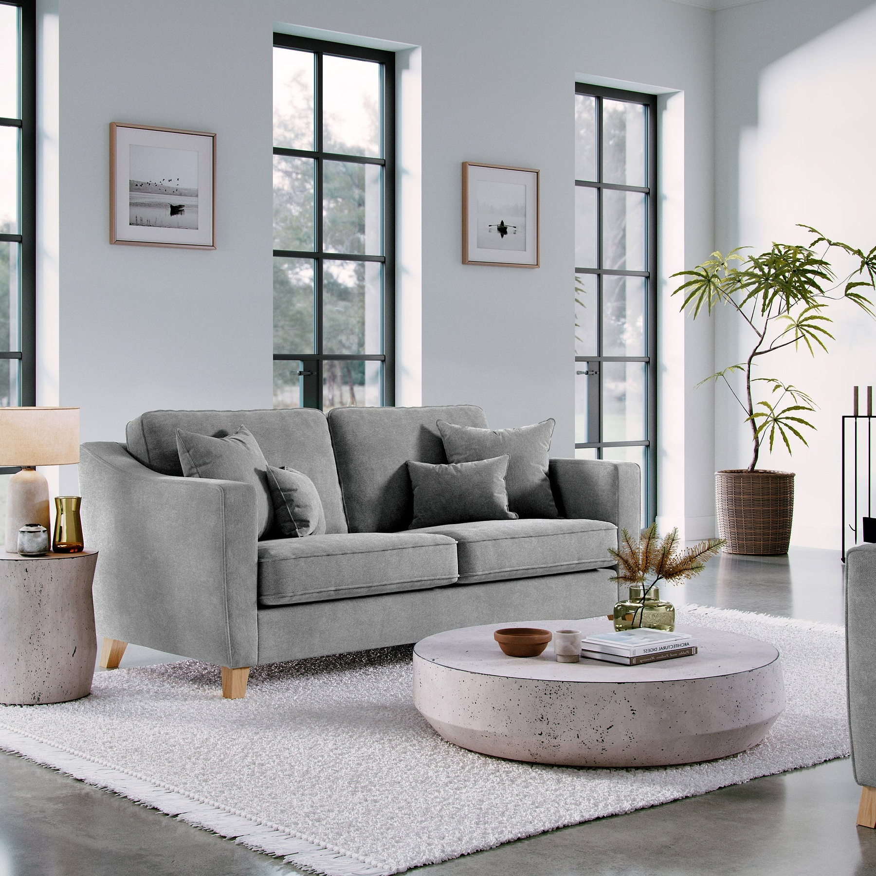 Claridge Soft Chenille 3 Seater Sofa Steel from Roseland Furniture