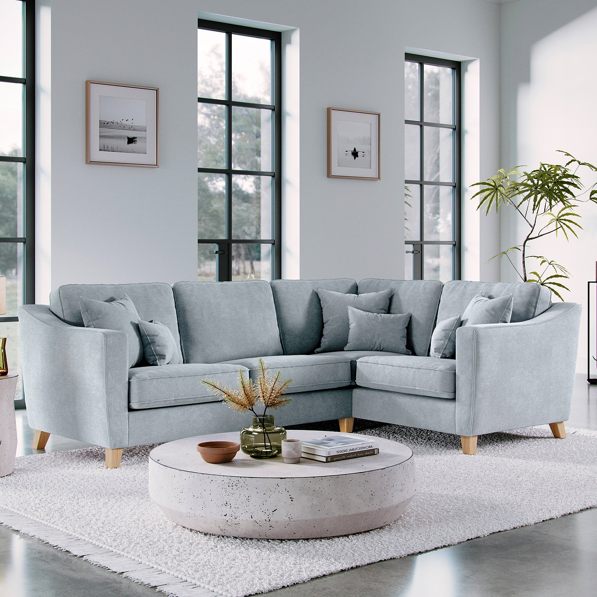Claridge Soft Chenille Left Hand Corner Sofa Ice from Roseland Furniture